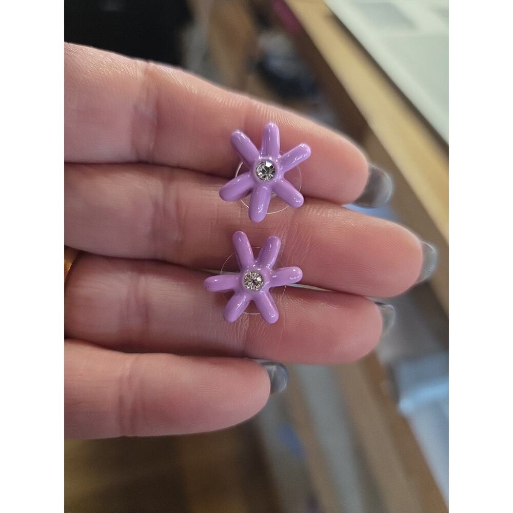 Maje Purple Flower Earrings New $125 - Picture 2 of 7